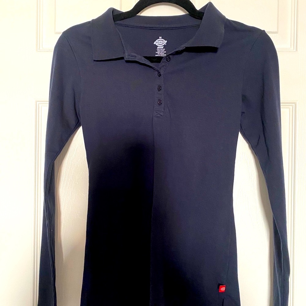 Girls Dickies Navy Blue Collared Shirt EUC Sz. M